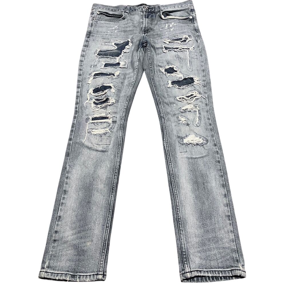 PacSun Stacked Skinny Jeans‎ Men 30x30 Light Wash Distressed Ripped Denim